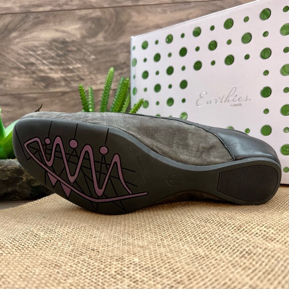 NIB Earthies Ferro Suede Leather Flats Loafers Shoes Dark Grey 8.5B - Picture 9 of 12